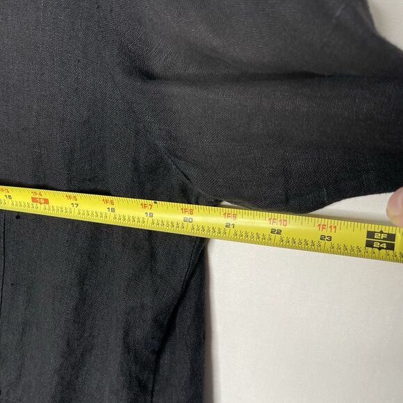 VTG Willow 100% Linen Black Button Top Cardigan Size M Lagenlook Artsy Grunge - Picture 6 of 7